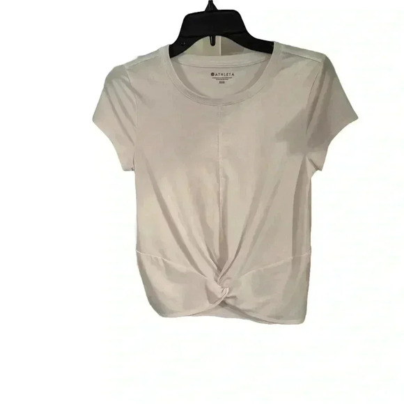 ATHLETA Womens S Essence Tee Cap Sleeve Twist  front  Short Sleeve dark Pink - Picture 1 of 8